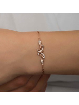 Turtcest ​925 Ayar Gümüş Rose Kelebek Kadın Bileklik