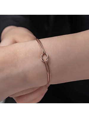 Turtcest 925 Ayar Gümüş Rose Aşk Düğüm Kadın Bileklik