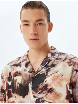 Koton Kısa Kollu Gömlek Devrik Yaka Düğmeli Viskon