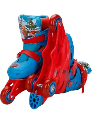 Marvel Spiderman Desenli Inline 3 Tekerlekli Paten - (29 - 32 Numara Için Ayarlanabilir)