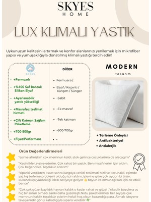 Skyes Home Klimalı Yastık Saf Boncuk Silikon Elyaf Terletmez Fermuarlı Yıkanabilir - 2 ADET