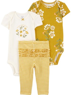 Carter's Kız Bebek Body Pantolon Set 3'lü Paket