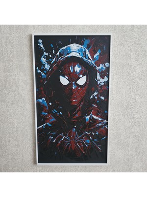 Spider-Verse Miles Morales Kabartmalı 3D Renkli Tablo + Stand Hediye Dekor Dekorasyon Altındal Home