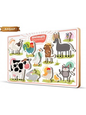 Bebek Eğitici Hayvanlar Ahşap Frame Çerçeve