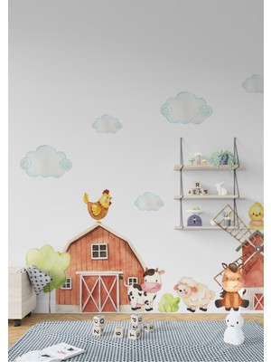 Mediterian Çocuk Odası Renkli Hayvanlar Duvar Stickerı, Eğlenceli ve Canlandırıcı Tasarım