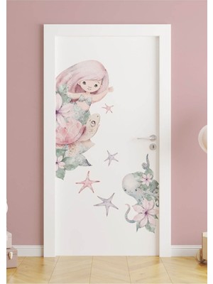 Mediterian Deniz Kızı Çocuk Odası Kapı Stickerı