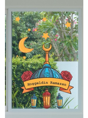 Hoşgeldin Ramazan Fenerli Dekoratif Cam Duvar Mobilya Kapı Sticker