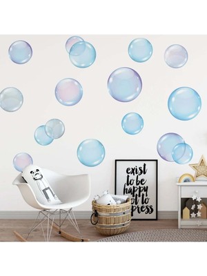 Mediterian Renkli Baloncuklar Duvar Sticker Seti, Eğlenceli ve Şık Dekorasyon, 5+ Parça, Çok Renkli