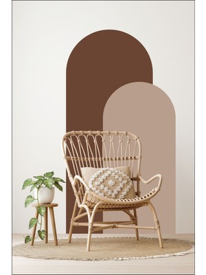 Mediterian Koyu Kahverengi 2'li Şık Duvar Stickerları, Salon ve Oturma Odası Dekorasyonu