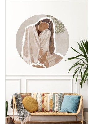 Mediterian Boho Soyut Kadın Daire Duvar Sticker
