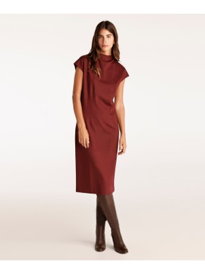 Pens Detaylı Midi Boy Elbise