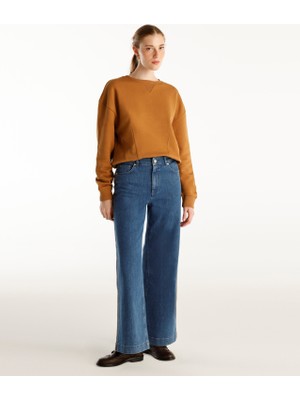 Yargıcı Nakış Detaylı Yüksek Bel Geniş Paça Pantolon