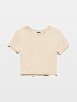 Dilvin 31104 Modal Crop Top-Gri