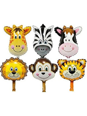 Balon Diyarı Safari Konseptli Hayvan Balonları 6 Lı Set 14" Folyo Balon