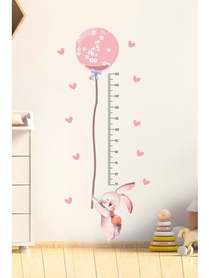 Mediterian Renkli Tavşan Boy Ölçer Cam Duvar Süsü, Çocuk Odası Dekorasyonu, 5+ Parça