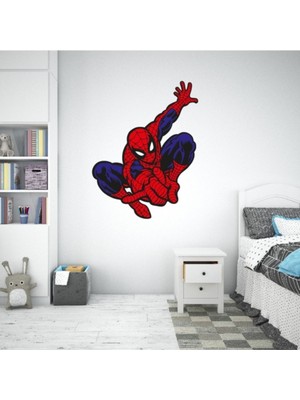 Mediterian Çocuk Odası Renkli Örümcek Adam Duvar Sticker 70x90 cm Dekor