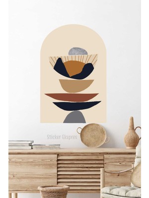 Mediterian Renkli soyut şekiller duvar sticker, modern ev dekoru, salon ve oturma odası için ideal