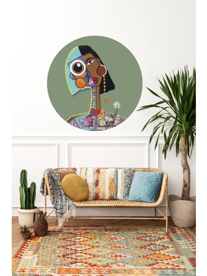 Mediterian Woman's Story Tam Daire Bohem Sticker