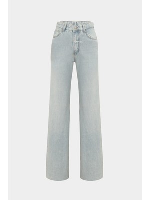 High Waist Wed Leg Kar Yıkama Geniş Paça Dikişsiz Jean