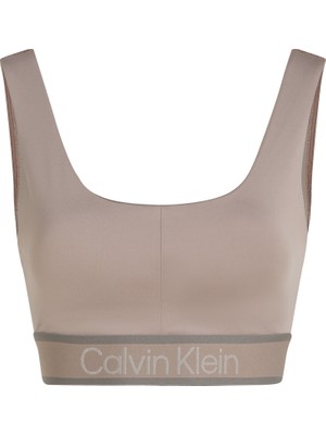 Calvin Klein Kadın / Kız Marka Logolu Elastik Bantlı Geniş Askılı Esnek Kumaşlı Şık Görünümlü Açık Bej Spor Sütyeni 00GWF4K115-NZ8