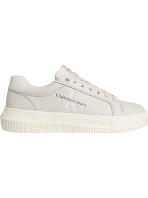 Calvin Klein Kadın / Kız Marka Logolu Şık Görünümlü Rahat Tabanlı Günlük Kullanıma Uygun Krem Sneaker YW0YW01476-0GB