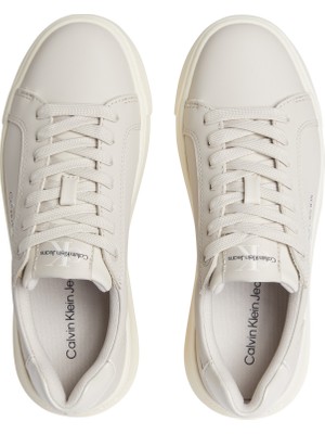 Calvin Klein Kadın / Kız Marka Logolu Şık Görünümlü Rahat Tabanlı Günlük Kullanıma Uygun Krem Sneaker YW0YW01476-0GB