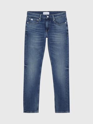 Erkek Marka Logolu Slim Fit Şık Görünüşlü Klasik 5 Cepli  Günlük Kullanıma Uygun Mavi Kot Jeans J30J324809-1A4