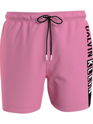Calvin Klein Erkek Marka Logolu Çabuk Kuruyan Polysterli  Plaj ve Deniz Kullanıma Uygun Pembe Deniz Şortu KM0KM00991-TFZ