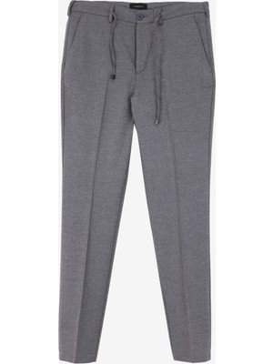 Fabrika Bağlamalı Bel Normal Paça Gri Melanj Erkek Chino Pantolon F4WM-PNT 2732