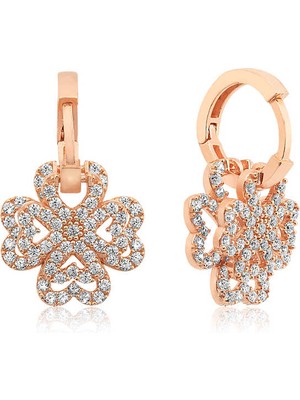 Turtcest 925 Ayar Gümüş Üç Boyutlu Yonca Küpe