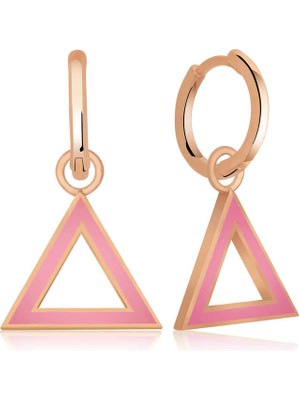 Turtcest Gümüş Fosforlu Pembe Üçgen Küpe