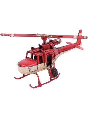 Turtcest Helikopter Metal Vintage Dekoratif Masaüstü Biblo Hediyelik