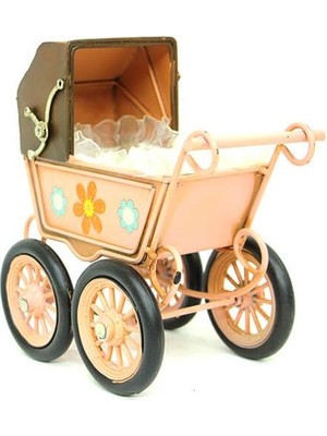 Turtcest Dekoratif Metal Bebek Arabası Biblo Vintage Hediyelik
