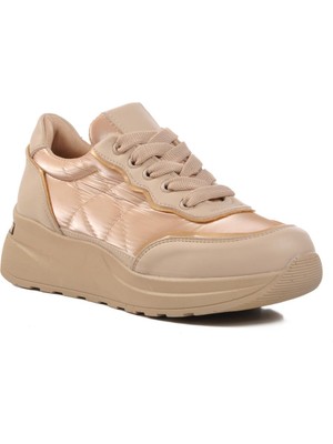 Ayakmod 7684 Bej Bağcıklı Kadın Sneaker