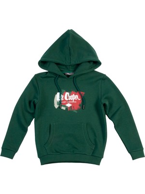 Lee Cooper Brush Erkek Çocuk Kapüşonlu Sweatshirt Yeşil
