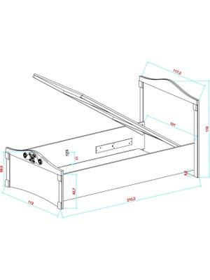 Meltem Blackbeard Çocuk Odası Tek Kişilik Amortisörlü Karyola 100X200 cm