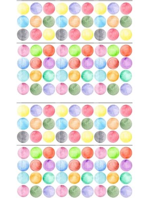 Mediterian 200 Renkli Puantiye Sulu Boya Pastel Duvar Sticker Seti, Çocuk Odası Dekoru, 5+ Parça