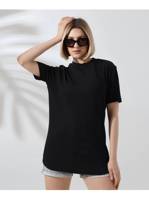 Aknbutik Unisex Bisiklet Yaka Slim Fit T-Shirt - Siyah