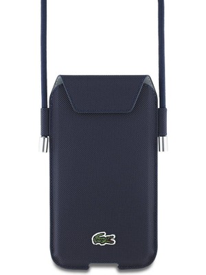 Lacoste Orjinal Lisanslı Çapraz Vücut Askılı Pu Pike Desen 6.7 Inç'e Kadar Universal Kılıf Lacivert