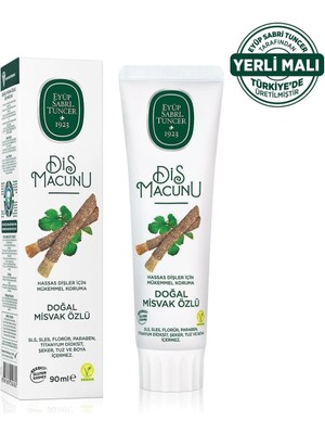 Eyüp Sabri Tuncer Doğal Misvak Özlü Diş Macunu - Hassas Dişler İçin, 90 ml, Glütensiz