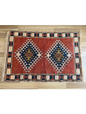 DesignEv Kiremit Rengi Fas Stili Eklektik Kilim El Dokuma Küçük Boy Kilim