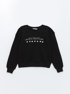 Kız Çocuk Papatya Taşlı Sweatshirt