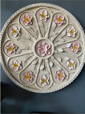 Elif Aksesuar Padova Taş Görünümlü Metal Çiçekli Tablo