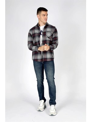 Lee Cooper Lupines Erkek Dokuma Uzun Kol Gömlek Lacivert-Gri