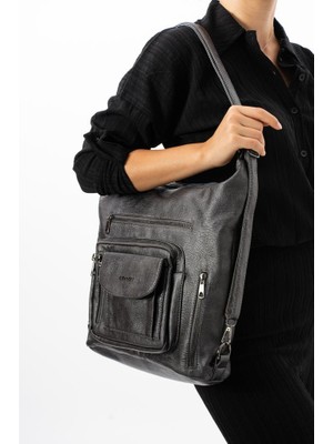 İmpolo Elina Geniş Ebatlı Yumuşak Gri Rolox Kadın Sırt Çanta