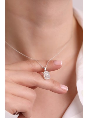 925 Ayar Gümüş Rodyum Kaplama Baget Kolye(Özel Kutu)