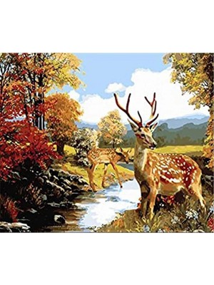 Narnuga  Kanvas Ceylanlar Sayılarla Boyama Seti Kasnaklı