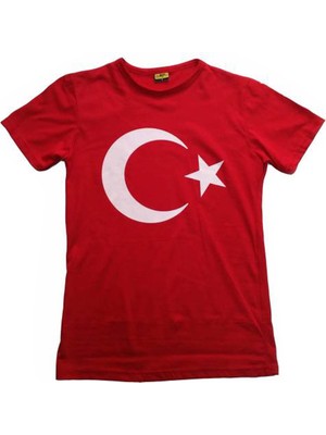 Çocuk Bayrak Tişört Ay Yıldızlı Tişört Pamuklu 13-15 Yaş