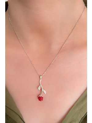 Gül Motifi Gümüş Kadın Kolye