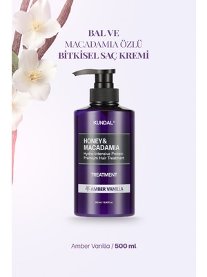 Kundal Yoğun Nemlendirici ve Besleyici Saç Kremi KUNDAL Honey & Macadamia Protein Treatment Amber Vanilla
